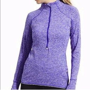 Athleta Running Wild 1/2 Half Zip Long Sleeve Pullover Space Dye Purple Blue S $